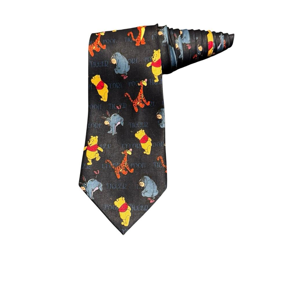 Disney Winnie The Pooh Tigger Eeyore Cartoon Novelty Necktie Vintage Polyester